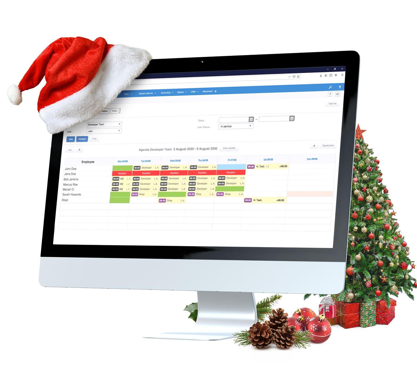 Affichage avec tableau de statistiques Bloobiz ouvert